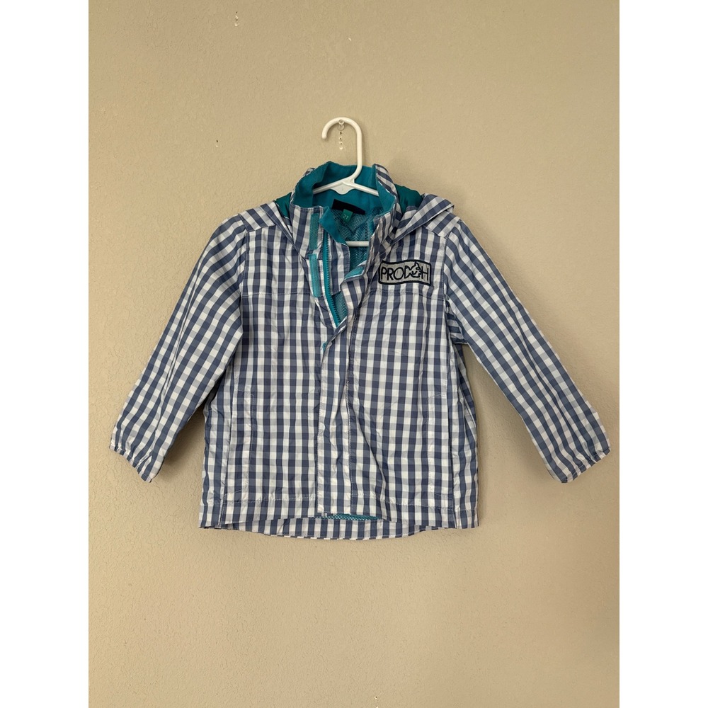 Prodoh Water and Wind Reflective Rain Jacket in Blueberry Gingham Size 2T Preppy